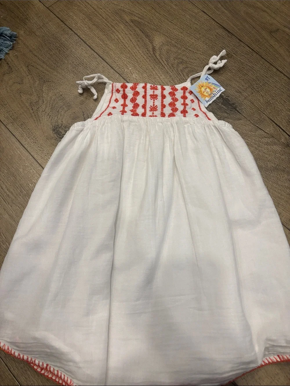 Old Navy White Girls' Sundress with Coral Embroidery